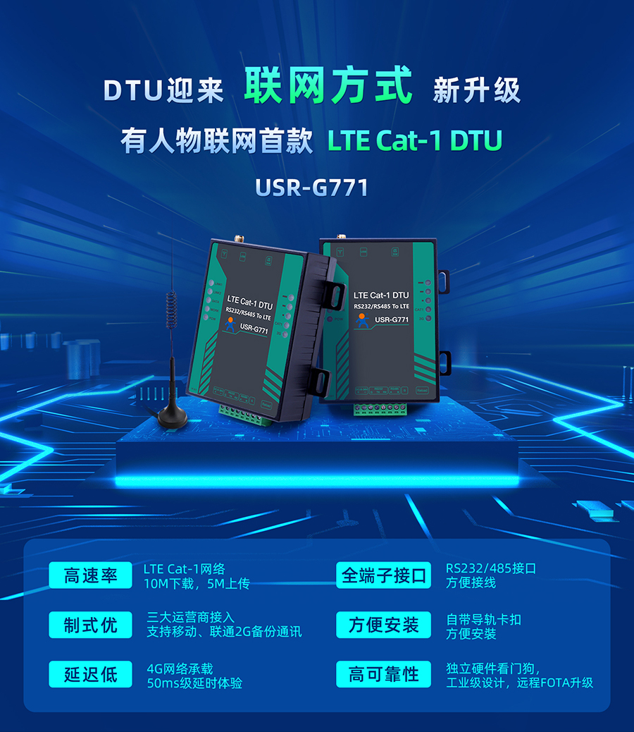 有人物聯(lián)網(wǎng)首款LTE Cat-1 DTU——USR-G771，今天發(fā)售