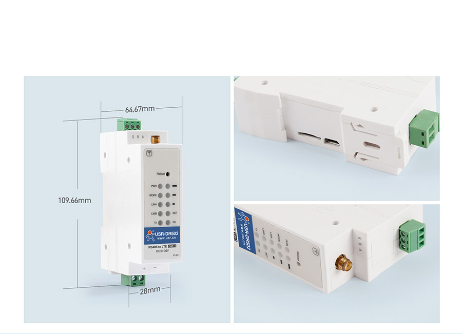 220V供電導軌式 Cat 1 DTU 產(chǎn)品細節(jié)